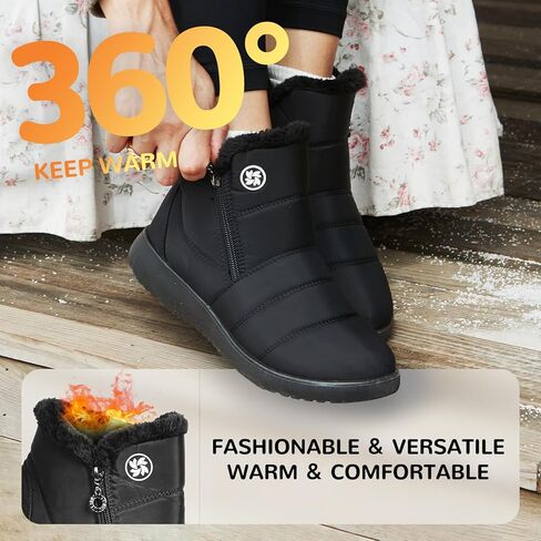 أحذية الشتاء للنساء أحذية الثلوج للنساء أحذية الكاحل النسائية المقاومة للماء مع فرو دافئ مريح مبطن في الهواء الطلق حذاء شتوي معزول in Kuwait