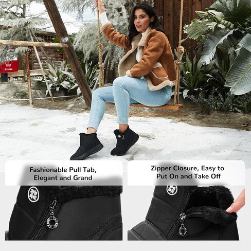 أحذية الشتاء للنساء أحذية الثلوج للنساء أحذية الكاحل النسائية المقاومة للماء مع فرو دافئ مريح مبطن في الهواء الطلق حذاء شتوي معزول in Kuwait