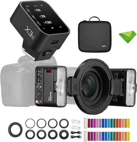 Godox MF12 MF12-K2 Macro Flash with X3-S Flash Trigger for Sony, Off-Camera TTL Flash Speedlite 12W, 2.4G Wireless Control,TTL/M Mode,Built-in 3.7V/6.29W Lithium Battery, Compatible with Sony Cameras in Saudi Arabia