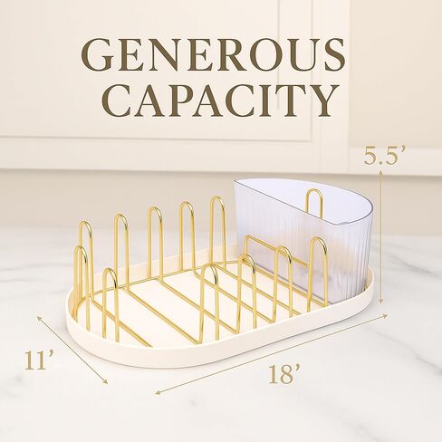 Winnie & Lu Airess Drying Rack – Luxury Gold Stainless Steel, Eco-Friendly Multipurpose Organizer for Baby Bottles, Pump Parts, Sippy Cups, Wine Glasses & Kitchenware, Modern Countertop Solution in Saudi Arabia