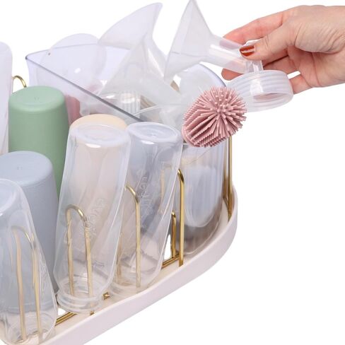 Winnie & Lu Airess Drying Rack – Luxury Gold Stainless Steel, Eco-Friendly Multipurpose Organizer for Baby Bottles, Pump Parts, Sippy Cups, Wine Glasses & Kitchenware, Modern Countertop Solution in Saudi Arabia