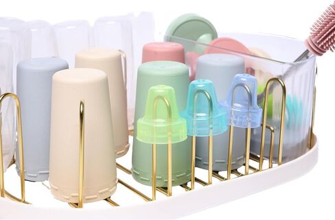 Winnie & Lu Airess Drying Rack – Luxury Gold Stainless Steel, Eco-Friendly Multipurpose Organizer for Baby Bottles, Pump Parts, Sippy Cups, Wine Glasses & Kitchenware, Modern Countertop Solution in Saudi Arabia