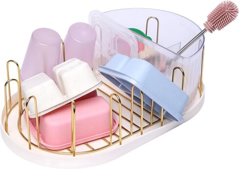 Winnie & Lu Airess Drying Rack – Luxury Gold Stainless Steel, Eco-Friendly Multipurpose Organizer for Baby Bottles, Pump Parts, Sippy Cups, Wine Glasses & Kitchenware, Modern Countertop Solution in Saudi Arabia