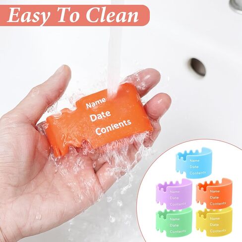 10pcs Bottle Labels Reusable Baby Name Date Bands Daycare Waterproof Bottle Bands Silicone Writable Water Bottles Labels Anti-Slip with Marker 5 Colors for Essentials in Saudi Arabia