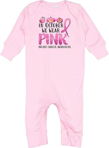 inktastic in October We Wear Pink- Breast Cancer Awareness Baby Romper Coveralls in Saudi Arabia