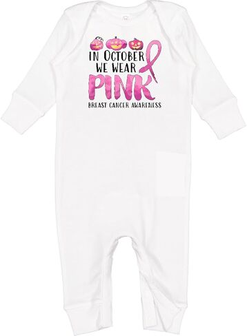 inktastic in October We Wear Pink- Breast Cancer Awareness Baby Romper Coveralls in Saudi Arabia
