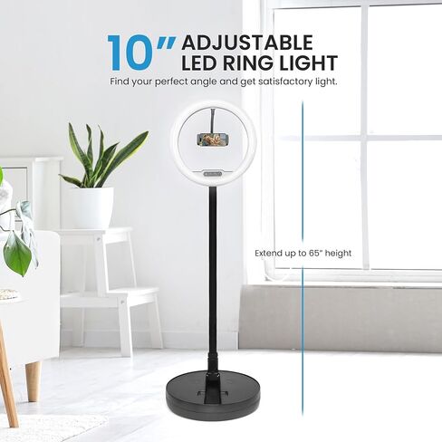 iDance LED MS1804 10-inch Ring Light with Cellphone Holder USB Powered with BT Remote Control Foldable Adjustable Tripod Stand Selfie Makeup Ring Light in Saudi Arabia