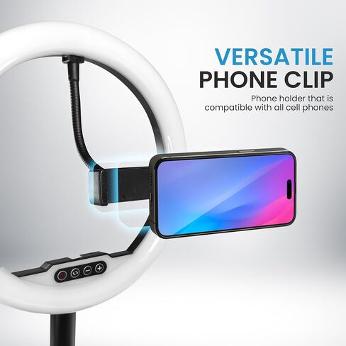 iDance LED MS1804 10-inch Ring Light with Cellphone Holder USB Powered with BT Remote Control Foldable Adjustable Tripod Stand Selfie Makeup Ring Light in Saudi Arabia