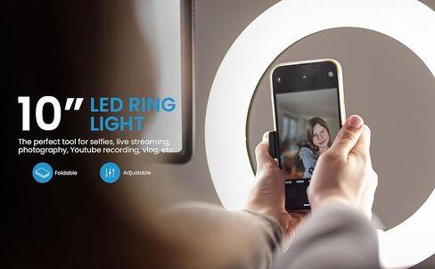 iDance LED MS1804 10-inch Ring Light with Cellphone Holder USB Powered with BT Remote Control Foldable Adjustable Tripod Stand Selfie Makeup Ring Light in Saudi Arabia