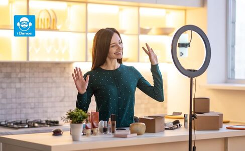 iDance LED MS1804 10-inch Ring Light with Cellphone Holder USB Powered with BT Remote Control Foldable Adjustable Tripod Stand Selfie Makeup Ring Light in Saudi Arabia