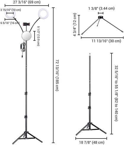 AW 2 حزمة 7 "مزدوج LED حلقة ضوء عكس الضوء حامل الهاتف حامل ماكياج صورة شخصية مدونة فيديو in Kuwait