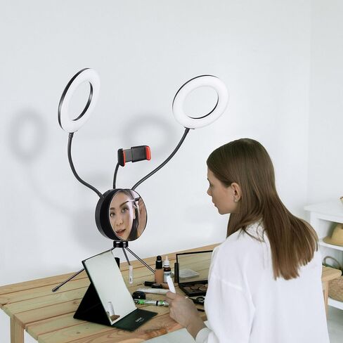 AW 2 حزمة 7 "مزدوج LED حلقة ضوء عكس الضوء حامل الهاتف حامل ماكياج صورة شخصية مدونة فيديو in Kuwait