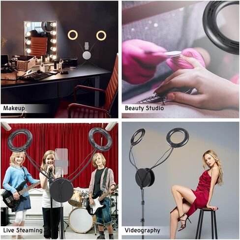AW 2 حزمة 7 "مزدوج LED حلقة ضوء عكس الضوء حامل الهاتف حامل ماكياج صورة شخصية مدونة فيديو in Kuwait