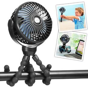snawowo Mini Handheld Personal Portable Fan, Baby Stroller Fan, Car Seat USB or Battery Powered, with Flexible Tripod Clip on Student Bed Desk Bike Crib Treadmill Camping Traveling(Dark Blue) in Saudi Arabia