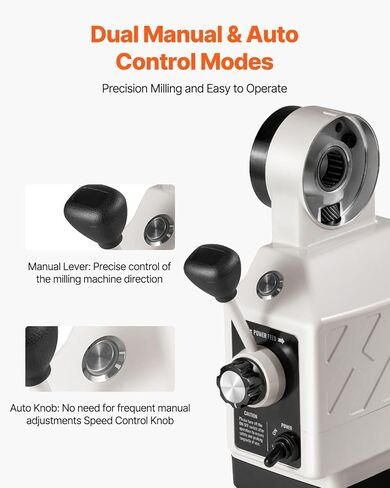 تغذية الطاقة من VEVOR Z-Axis، وحدة تغذية مطحنة الطاولة الكهربائية لآلات الطحن، سرعة قابلة للتعديل 0-200 دورة في الدقيقة، عزم دوران 450 رطل، تغذية طاولة 120 فولت لبريدجبورت والمطاحن من نوع الركبة مع قطر عمود نهاية 5/8 بوصة in Kuwait