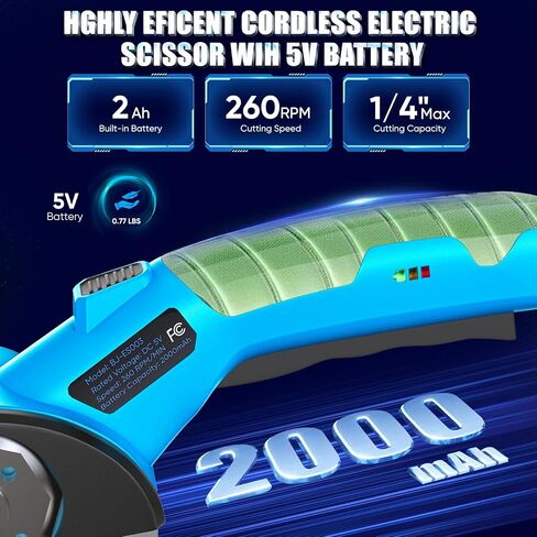 Cordless Electric Scissors, 5V Rechargeable Cardboard Box Cutter Heavy Duty Rotary Tool with Safety Lock & LED Light for Cardboard, Fabric, Box (Blue) in Saudi Arabia