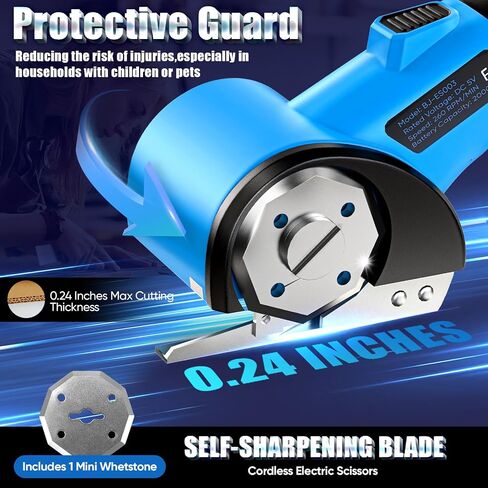 Cordless Electric Scissors, 5V Rechargeable Cardboard Box Cutter Heavy Duty Rotary Tool with Safety Lock & LED Light for Cardboard, Fabric, Box (Blue) in Saudi Arabia