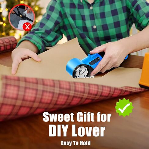 Cordless Electric Scissors, 5V Rechargeable Cardboard Box Cutter Heavy Duty Rotary Tool with Safety Lock & LED Light for Cardboard, Fabric, Box (Blue) in Saudi Arabia