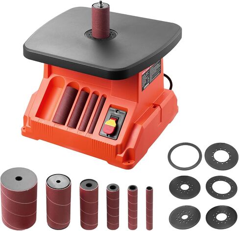 VEVOR Oscillating Spindle Sander, 2400RPM Benchtop Spindle Sander with 6 Sleeves (1/2"-3"), 5/8" Stroke & 15.4 x 16.3-inch Wide Worktable for Furniture Finishing, Crafts Sanding, DIY Woodworking in Saudi Arabia