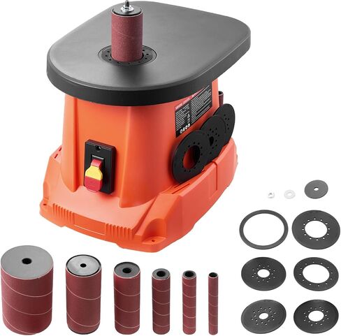 VEVOR Oscillating Spindle Sander, 2400RPM Benchtop Spindle Sander with 6 Sleeves (1/2"-3"), 5/8" Stroke, 15.6" x 11.6" Cast Iron Worktable for Furniture Finishing, Crafts Sanding, DIY Woodworking in Saudi Arabia