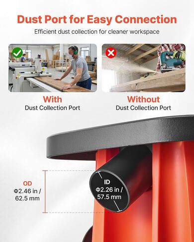 VEVOR Oscillating Spindle Sander, 2400RPM Benchtop Spindle Sander with 6 Sleeves (1/2"-3"), 5/8" Stroke, 15.6" x 11.6" Cast Iron Worktable for Furniture Finishing, Crafts Sanding, DIY Woodworking in Saudi Arabia