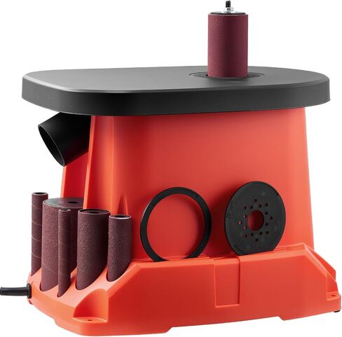 VEVOR Oscillating Spindle Sander, 2400RPM Benchtop Spindle Sander with 6 Sleeves (1/2"-3"), 5/8" Stroke, 15.6" x 11.6" Cast Iron Worktable for Furniture Finishing, Crafts Sanding, DIY Woodworking in Saudi Arabia