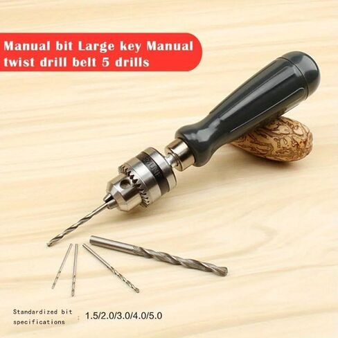 Drill Chuck Hand Drill Set with 1.5/2.0/3.0/4.0/5.0mm Bits Manual Drilling Tool Multifunction Hand Twist Drill DIY Tool in Saudi Arabia