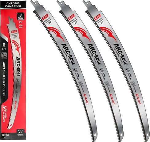 EZARC Arc Edge Reciprocating Saw Blades, 15-Inch 6TPI for Pruning, 3-Pack | Extra-Long Arc Edge, Japanese Teeth, Fleam Ground Teeth, Deep Gullets, Up to 3x Life, for Tree Trimming, Larger Branches in Kuwait