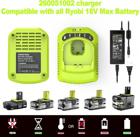 2 حزمة بطارية وشاحن 3.0 أمبير 18 فولت بديلة لبطارية Ryobi 18 فولت وشاحن P103 P104 متوافق مع Ryobi 18V ONE+ أدوات كهربائية وشواحن لاسلكية in Kuwait