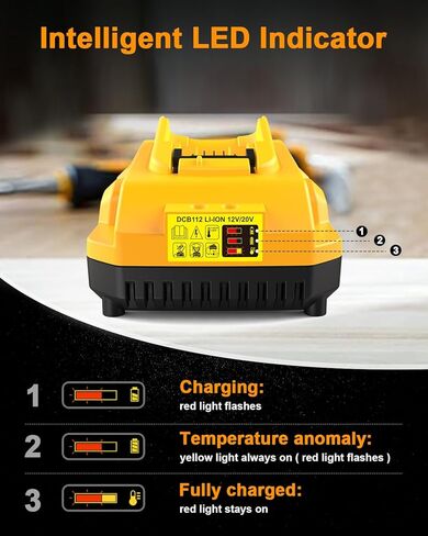 DCB112 20V MAX استبدال شاحن البطارية لشاحن بطارية Dewalt، متوافق مع بطارية Dewalt 12V-20V in Kuwait