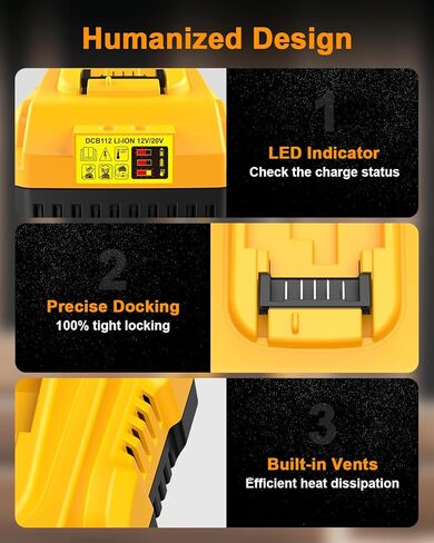DCB112 20V MAX استبدال شاحن البطارية لشاحن بطارية Dewalt، متوافق مع بطارية Dewalt 12V-20V in Kuwait