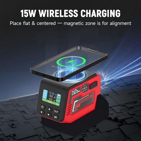 300W Adjustable DC 2–30V Voltage Regulator Compatible with Milwaukee 18V Battery XT60 Output, 100W Type-C, 18W USB-A, 15W Wireless Charger, LCD Display (Battery Not Included) in Kuwait