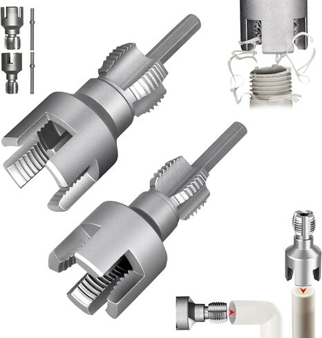 Integrated Internal & External Pipe Threading Tool, Upgrade Pipe Thread Cutting Tool, PVC Rethreading Tool for Water Pipes,1/2" and 3/4" Pipe Sizes Rethreading Tool for Electric Drill (1/2"+3/4") in Saudi Arabia