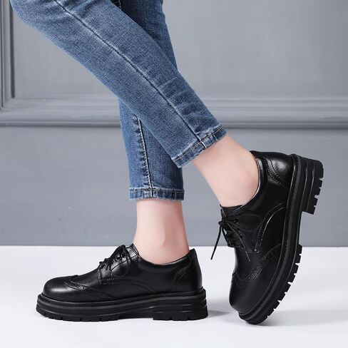 Oxford Shoes for Women Women's Oxford Shoes Platform Classic Lace Up Loafers Comfortable Dress Business Casual Work Office Oxfords Shoe for Ladies in Saudi Arabia