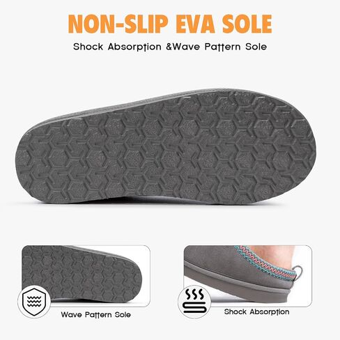 FITORY Women's Suede Slipper, Flat Slip On House Shoes with Faux Fur Lining Indoor Outdoor Short Mini Boots | Short Mini Boots, Indoor & Outdoor, EVA Non-slip Outsole, Lightweight Fuzzy Winter Shoes, Warm and Cozy in Saudi Arabia