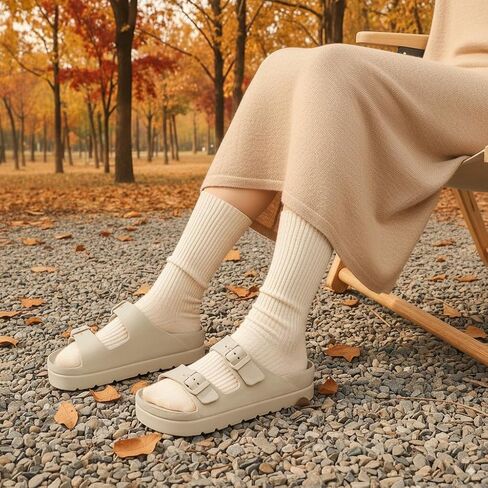Women's Platform Sandals with Arch Support, Chunky Lightweight Foam Slip on Slides, Comfortable Summer Beach Sandals with Adjustable Buckle in Kuwait