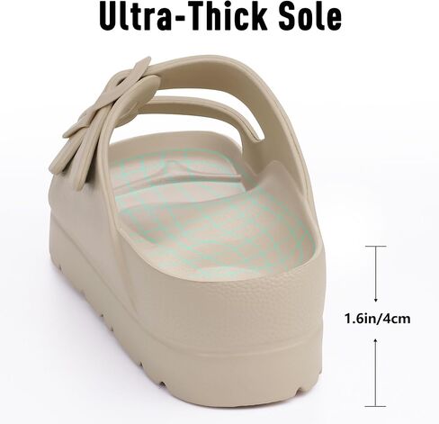 Women's Platform Sandals with Arch Support, Chunky Lightweight Foam Slip on Slides, Comfortable Summer Beach Sandals with Adjustable Buckle in Kuwait