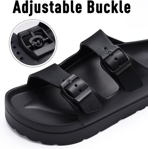 Women's Platform Sandals with Arch Support, Chunky Lightweight Foam Slip on Slides, Comfortable Summer Beach Sandals with Adjustable Buckle in Kuwait