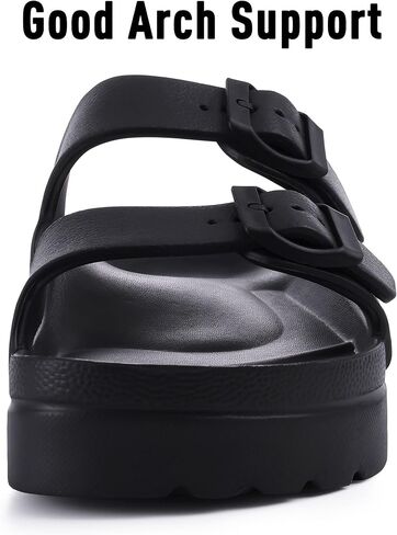 Women's Platform Sandals with Arch Support, Chunky Lightweight Foam Slip on Slides, Comfortable Summer Beach Sandals with Adjustable Buckle in Kuwait
