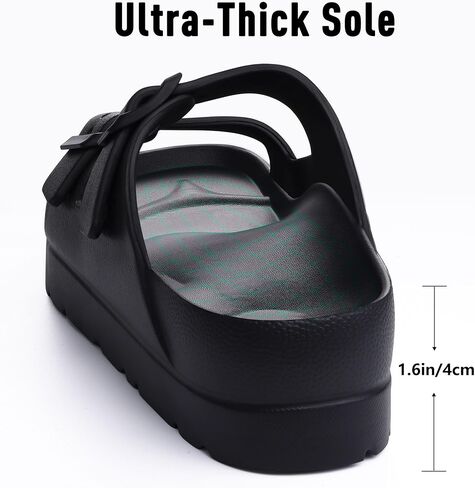 Women's Platform Sandals with Arch Support, Chunky Lightweight Foam Slip on Slides, Comfortable Summer Beach Sandals with Adjustable Buckle in Kuwait