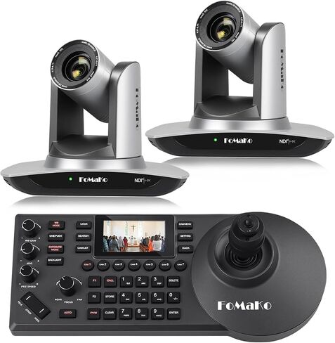 FoMaKo NDI Camera Support NDI 6 & NDI HX3, AI Auto-Tracking Gen 3 HDMI PTZ Camera, 20x Optical Zoom PoE PTZ Controller (NDI PTZ Bundle FMK20UH NDI x2 +KC608) BN402-New in Saudi Arabia
