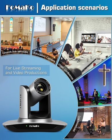 FoMaKo NDI Camera Support NDI 6 & NDI HX3, AI Auto-Tracking Gen 3 HDMI PTZ Camera, 20x Optical Zoom PoE PTZ Controller (NDI PTZ Bundle FMK20UH NDI x2 +KC608) BN402-New in Saudi Arabia