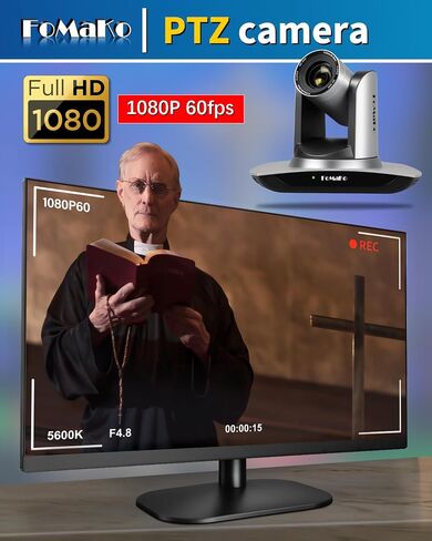 FoMaKo NDI Camera Support NDI 6 & NDI HX3, AI Auto-Tracking Gen 3 HDMI PTZ Camera, 20x Optical Zoom PoE PTZ Controller (NDI PTZ Bundle FMK20UH NDI x2 +KC608) BN402-New in Saudi Arabia