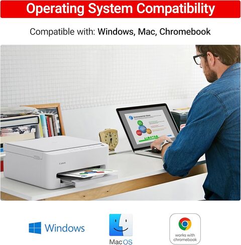 طابعة نفث الحبر الملونة اللاسلكية Canon PIXMA TS4320 للطباعة على الوجهين، باللون الأبيض - طابعة منزلية فعالة من حيث التكلفة مع ناسخة/ماسح ضوئي، تصميم مضغوط، إعداد سهل، ضمان محدود لمدة عام in Kuwait