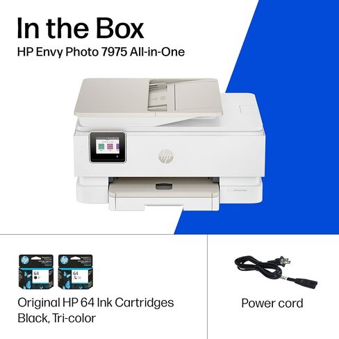 HP Envy Photo 7975 Wireless Color Inkjet Photo Printer, Print, scan, Copy, Easy Setup, Mobile Printing, Best-for-Home, 3 Months of Instant Ink Included, AI-Enabled (B63K3A) in Saudi Arabia