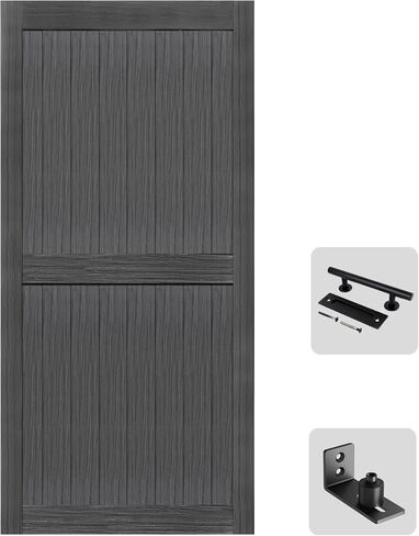 S&Z TOPHAND® 44in x 80in MDF Barn Door with 8FT Sliding Door Hardware Kit, Solid Barn Door Slab Covered with Water-Proof PVC Surface in Saudi Arabia