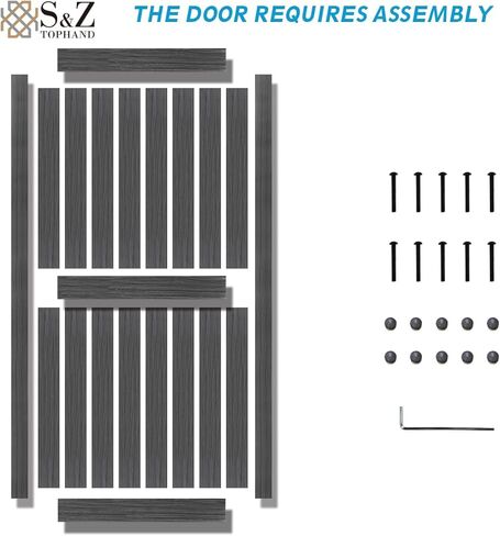 S&Z TOPHAND® 36in x 84in MDF Barn Door مع طقم أدوات باب منزلق 6.6FT، لوح باب الحظيرة الصلب مقاس 24-60in مغطى بسطح PVC مقاوم للماء، يلزم تجميع بسيط in Kuwait