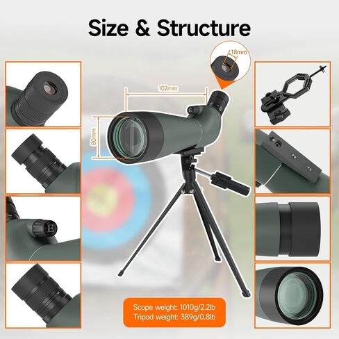 SVBONY SV28 Spotting Scope, Angled 25-75x70 with Tripod for Target Shooting | Spotter Scope, Beginner for Bird Watching, Wildlife, Clearly at 200 Yards, with Phone Adapter, Light Waterproof Fogproof in Saudi Arabia
