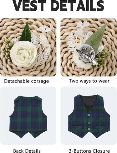 YUEMION Baby Boy Clothes Suit Infant Gentleman Wedding Outfit Formal Dress Shirt+Vest+Tie+Corsage+Pants 5Pcs Tuxedo Set 0-18M in Kuwait