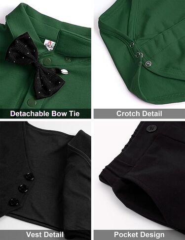 A&J DESIGN Baby Formal Outfit Boy Infant Clothes Toddler Gentleman Wedding Suit, Dress Shirt + Vest + Bow Tie + Pants Set in Saudi Arabia